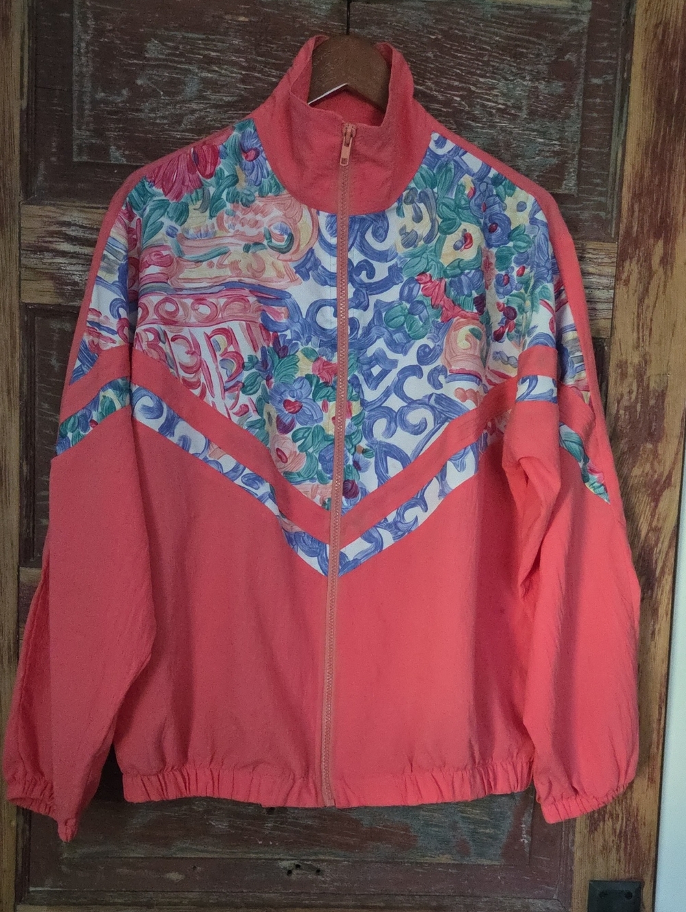 Y2K Coral Printed Zip-Front Women’s Wndbreaker